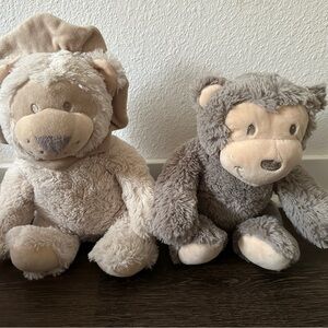 Baby Lion Silver One intl beige velvet & monkey sitting grey 10” plush stuffed
